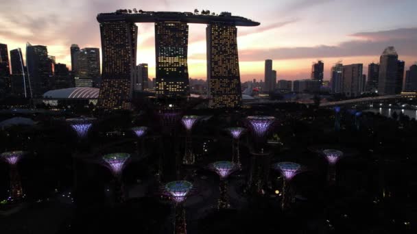 Marina Bay Singapore July 2022 Landmark Buildings Tourist Attractions Singapore — стоковое видео