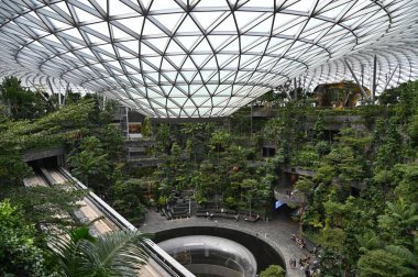 Changi, Singapur - 13 Temmuz 2022: Changi Havalimanı Modern Peyzajları