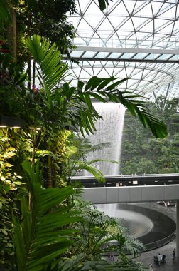 Changi, Singapur - 13 Temmuz 2022: Changi Havalimanı Modern Peyzajları