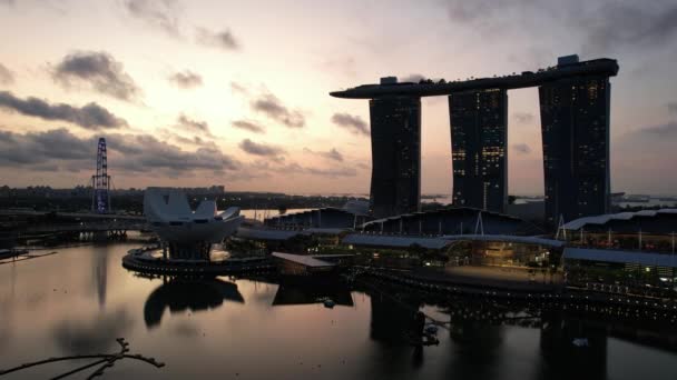 Marina Bay Singapore July 2022 Landmark Buildings Tourist Attractions Singapore — 图库视频影像