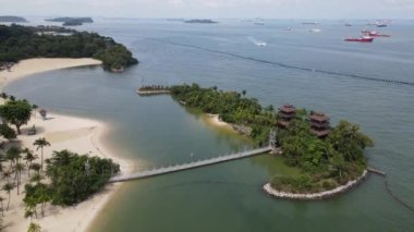 Sentosa, Singapur - 14 Temmuz 2022: Sentosa Adası Tarihi Binalar ve Turist Çekimleri, Singapur