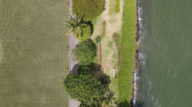 Sentosa, Singapur - 14 Temmuz 2022: Sentosa Adası Tarihi Binalar ve Turist Çekimleri, Singapur