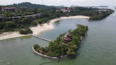 Sentosa, Singapur - 14 Temmuz 2022: Sentosa Adası Tarihi Binalar ve Turist Çekimleri, Singapur