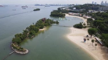 Sentosa, Singapur - 14 Temmuz 2022: Sentosa Adası Tarihi Binalar ve Turist Çekimleri, Singapur