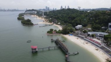 Sentosa, Singapur - 14 Temmuz 2022: Sentosa Adası Tarihi Binalar ve Turist Çekimleri, Singapur