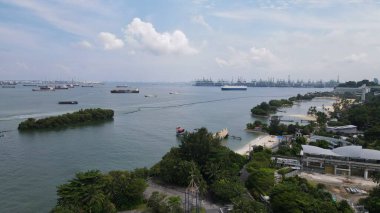 Sentosa, Singapur - 14 Temmuz 2022: Sentosa Adası Tarihi Binalar ve Turist Çekimleri, Singapur