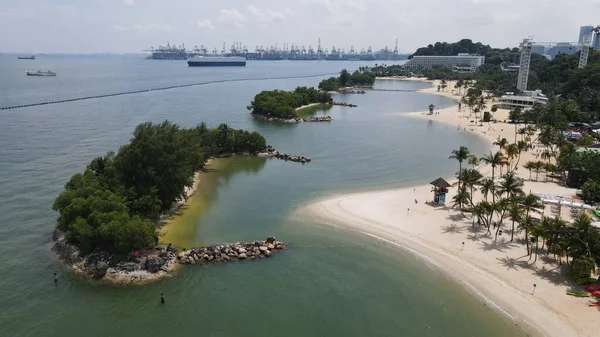 Sentosa, Singapur - 14 Temmuz 2022: Sentosa Adası Tarihi Binalar ve Turist Çekimleri, Singapur