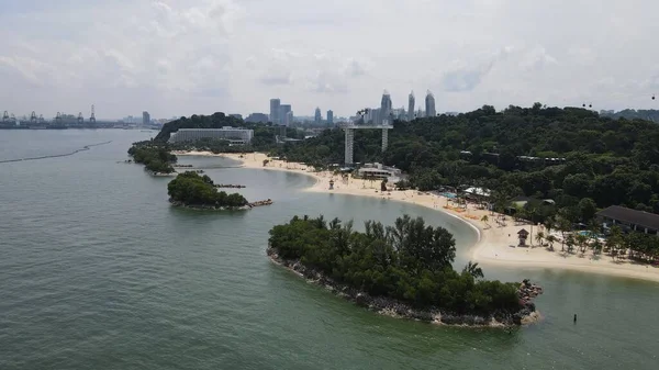 Sentosa, Singapur - 14 Temmuz 2022: Sentosa Adası Tarihi Binalar ve Turist Çekimleri, Singapur