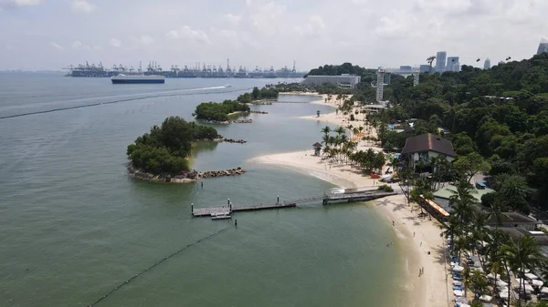 Sentosa, Singapur - 14 Temmuz 2022: Sentosa Adası Tarihi Binalar ve Turist Çekimleri, Singapur