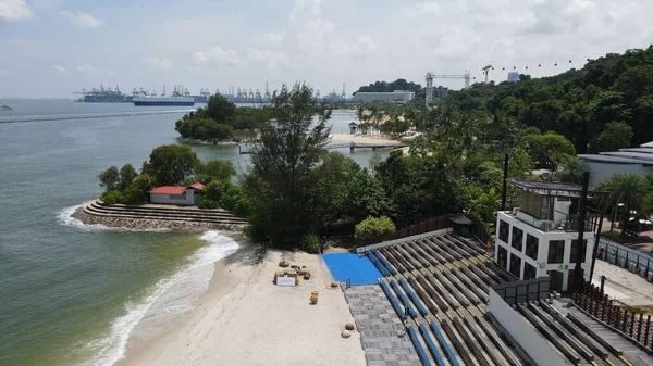 Sentosa, Singapur - 14 Temmuz 2022: Sentosa Adası Tarihi Binalar ve Turist Çekimleri, Singapur