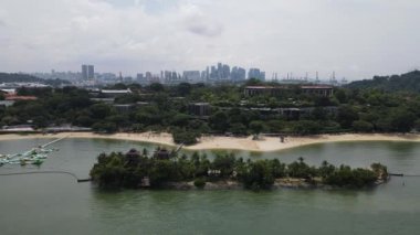 Sentosa, Singapur - 14 Temmuz 2022: Sentosa Adası Tarihi Binalar ve Turist Çekimleri, Singapur