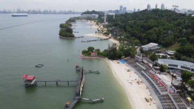Sentosa, Singapur - 14 Temmuz 2022: Sentosa Adası Tarihi Binalar ve Turist Çekimleri, Singapur
