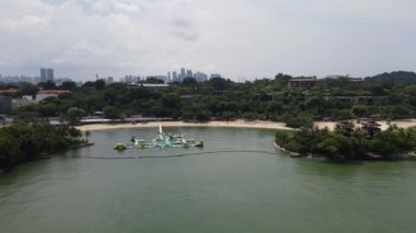 Sentosa, Singapur - 14 Temmuz 2022: Sentosa Adası Tarihi Binalar ve Turist Çekimleri, Singapur