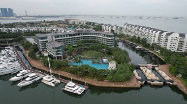 Sentosa, Singapur - 14 Temmuz 2022: Sentosa Adası Tarihi Binalar ve Turist Çekimleri, Singapur