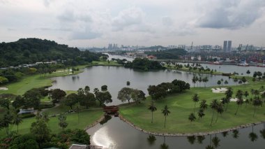 Sentosa, Singapur - 14 Temmuz 2022: Sentosa Adası Tarihi Binalar ve Turist Çekimleri, Singapur