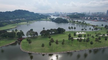 Sentosa, Singapur - 14 Temmuz 2022: Sentosa Adası Tarihi Binalar ve Turist Çekimleri, Singapur