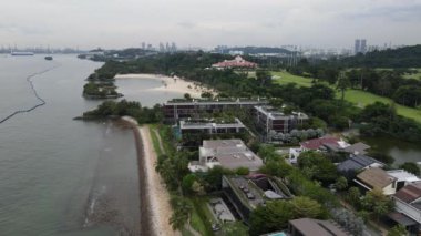 Sentosa, Singapur - 14 Temmuz 2022: Sentosa Adası Tarihi Binalar ve Turist Çekimleri, Singapur
