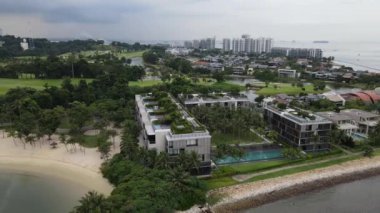 Sentosa, Singapur - 14 Temmuz 2022: Sentosa Adası Tarihi Binalar ve Turist Çekimleri, Singapur