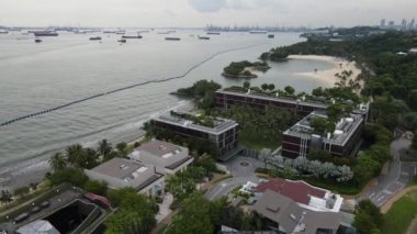 Sentosa, Singapur - 14 Temmuz 2022: Sentosa Adası Tarihi Binalar ve Turist Çekimleri, Singapur