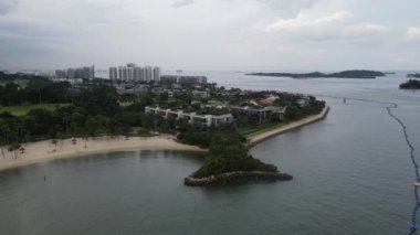 Sentosa, Singapur - 14 Temmuz 2022: Sentosa Adası Tarihi Binalar ve Turist Çekimleri, Singapur