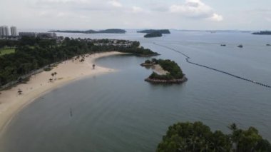 Sentosa, Singapur - 14 Temmuz 2022: Sentosa Adası Tarihi Binalar ve Turist Çekimleri, Singapur