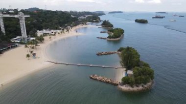 Sentosa, Singapur - 14 Temmuz 2022: Sentosa Adası Tarihi Binalar ve Turist Çekimleri, Singapur