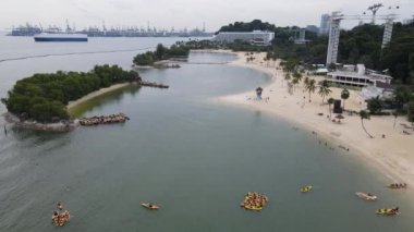 Sentosa, Singapur - 14 Temmuz 2022: Sentosa Adası Tarihi Binalar ve Turist Çekimleri, Singapur