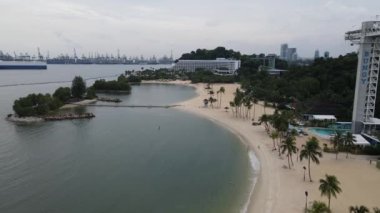Sentosa, Singapur - 14 Temmuz 2022: Sentosa Adası Tarihi Binalar ve Turist Çekimleri, Singapur