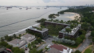 Sentosa, Singapur - 14 Temmuz 2022: Sentosa Adası Tarihi Binalar ve Turist Çekimleri, Singapur