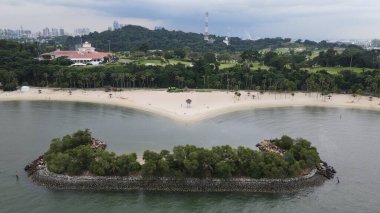 Sentosa, Singapur - 14 Temmuz 2022: Sentosa Adası Tarihi Binalar ve Turist Çekimleri, Singapur