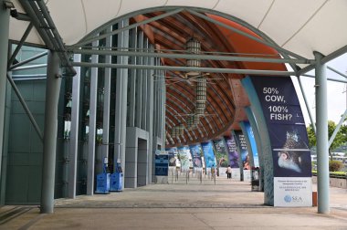 Sentosa, Singapur - 14 Temmuz 2022: Sentosa Adası Tarihi Binalar ve Turist Çekimleri, Singapur