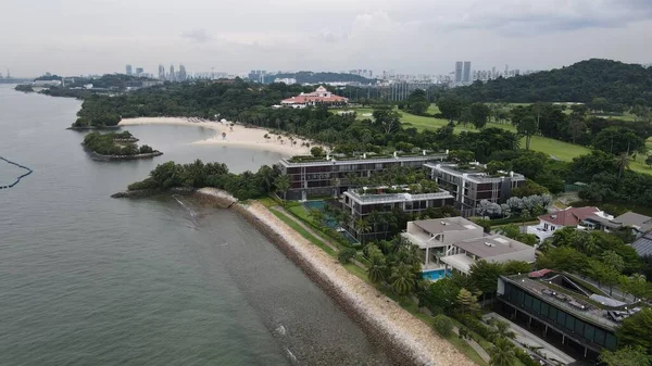 Sentosa, Singapur - 14 Temmuz 2022: Sentosa Adası Tarihi Binalar ve Turist Çekimleri, Singapur