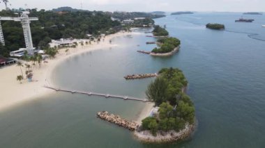 Sentosa, Singapur - 14 Temmuz 2022: Sentosa Adası Tarihi Binalar ve Turist Çekimleri, Singapur