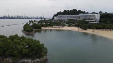 Sentosa, Singapur - 14 Temmuz 2022: Sentosa Adası Tarihi Binalar ve Turist Çekimleri, Singapur
