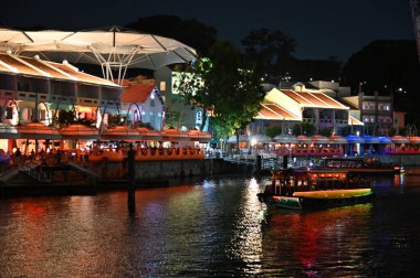 Clarke Quay, Singapore - July 16, 2022: The Famous and Beautiful Clarke Quay beside The Singapore River