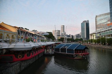 Clarke Quay, Singapore - July 16, 2022: The Famous and Beautiful Clarke Quay beside The Singapore River