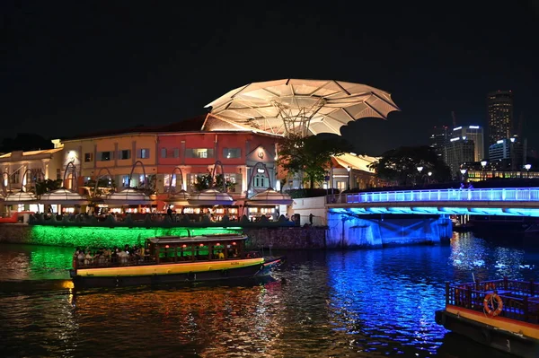 Clarke Quay Singapur Července 2022 Slavný Krásný Clarke Quay Řeky — Stock fotografie