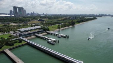 Marina Bay, Singapore - July 17, 2022: The Marina Bay Cruise Centre Terminal where Luxury Cruise Ships are Docking
