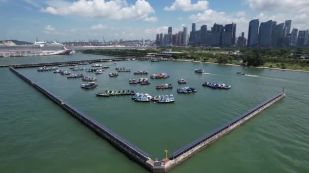 Marina Körfezi Singapur Temmuz 2022 Lüks Gemi Limanı Nın Yanaştığı — Stok video