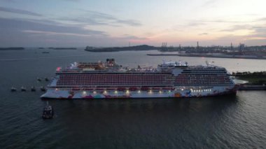 Marina Bay, Singapore - July 17, 2022: The Marina Bay Cruise Centre Terminal where Luxury Cruise Ships are Docking