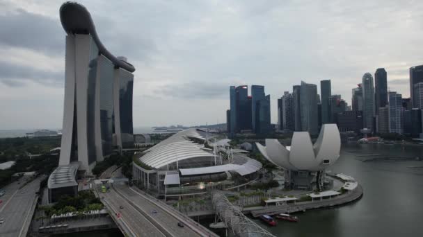 Marina Bay Singapore July 2022 Landmark Buildings Tourist Attractions Singapore — 图库视频影像