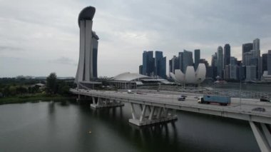 Marina Körfezi, Singapur - 13 Temmuz 2022: Singapur Tarihi Binalar ve Turist Çekimleri