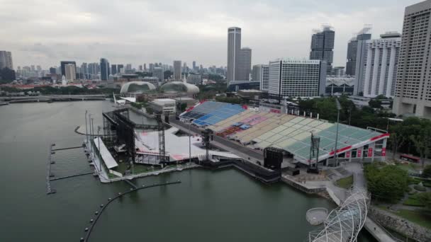 Marina Bay Singapore July 2022 Landmark Buildings Tourist Attractions Singapore — стоковое видео