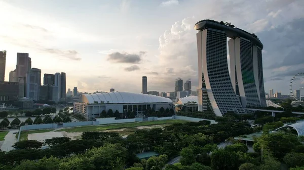 Marina Bay Singapore Július 2022 Landmark Buildings Turisztikai Látványosságok Szingapúr — Stock Fotó