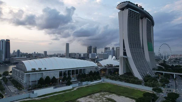 Marina Bay Singapore Július 2022 Landmark Buildings Turisztikai Látványosságok Szingapúr — Stock Fotó