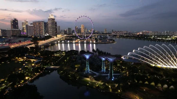 Marina Bay Singapore Július 2022 Landmark Buildings Turisztikai Látványosságok Szingapúr — Stock Fotó