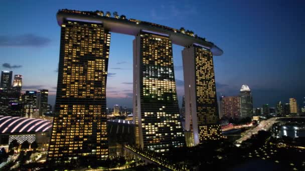 Marina Bay Singapore July 2022 Landmark Buildings Tourist Attractions Singapore — 图库视频影像