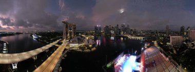 Marina Bay, Singapore - July 13, 2022: The Landmark Buildings and Tourist Attractions of Singapore