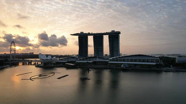 Marina Bay Singapore Július 2022 Landmark Buildings Turisztikai Látványosságok Szingapúr — Stock Fotó