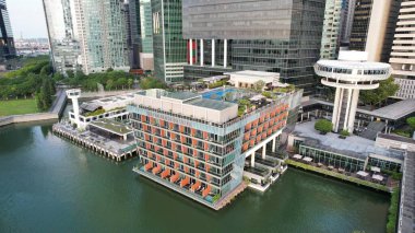 Marina Körfezi, Singapur - 13 Temmuz 2022: Singapur Tarihi Binalar ve Turist Çekimleri